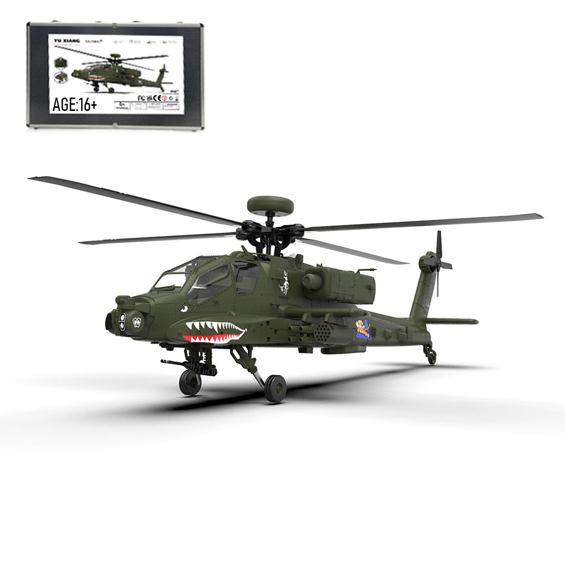 YU XIANG F11 AH-64 Apache 1/32 Scale 6CH GPS Brushless Direct-Drive RC Helicopter RTF with One-Key Inverted Flight-helloworld7