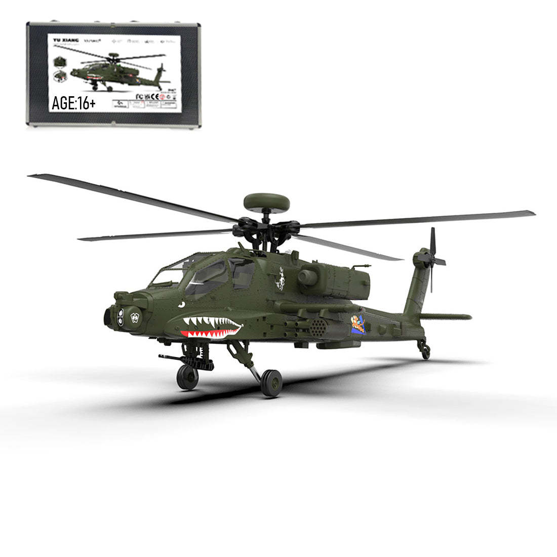 YU XIANG F11 AH-64 Apache 1/32 Scale 6CH GPS Brushless Direct-Drive RC Helicopter RTF with One-Key Inverted Flight-helloworld7