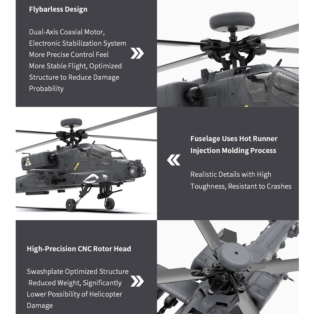 YU XIANG F11-S AH-64 Apache 1/32 Scale 6CH GPS RC Helicopter RTF Smart Version-helloworld7