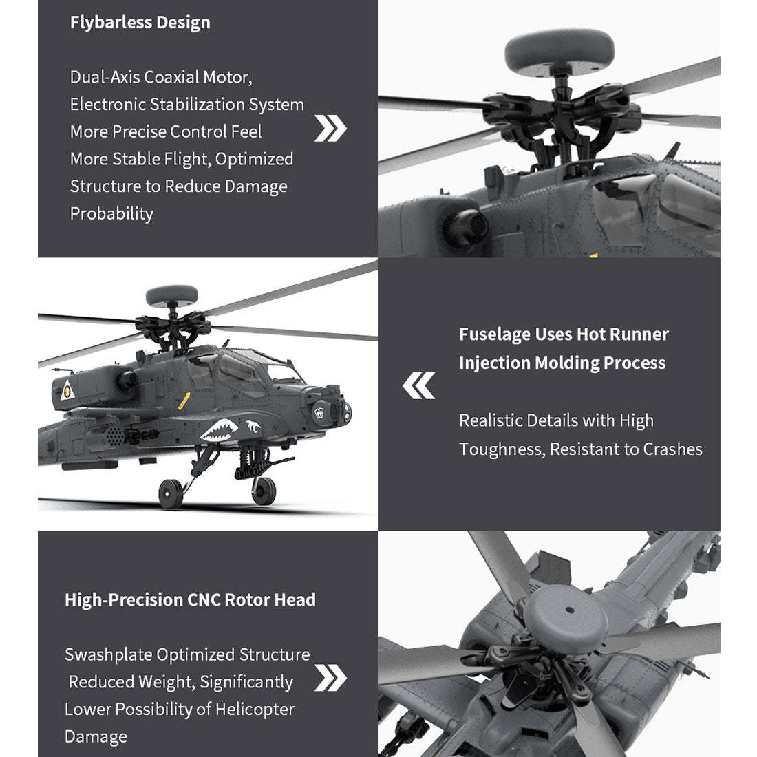 YU XIANG F11-S AH-64 Apache 1/32 Scale 6CH GPS RC Helicopter RTF Smart Version-helloworld7