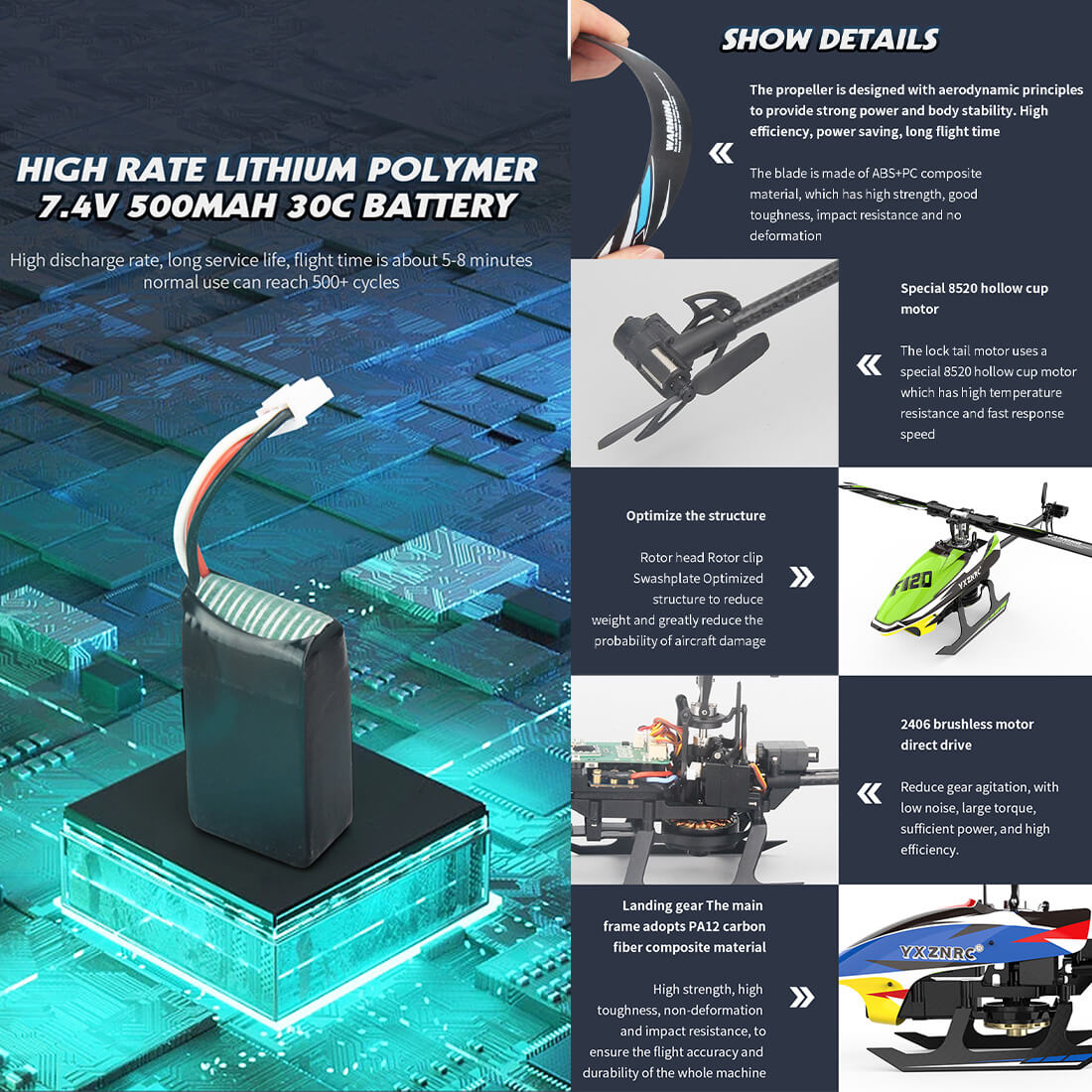 YU XIANG F120 6CH Direct Drive Brushless RC Helicopter RTF 3D/6G Stunt-helloworld7