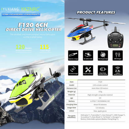 YU XIANG F120 6CH Direct Drive Brushless RC Helicopter RTF 3D/6G Stunt-helloworld7