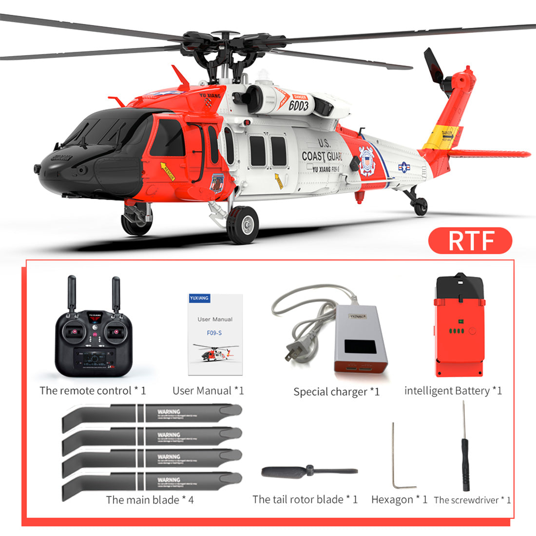 YXZNRC F09-S 1/47 Scale UH60 Black Hawk RC Helicopter RTF with Brushless Motor-helloworld7