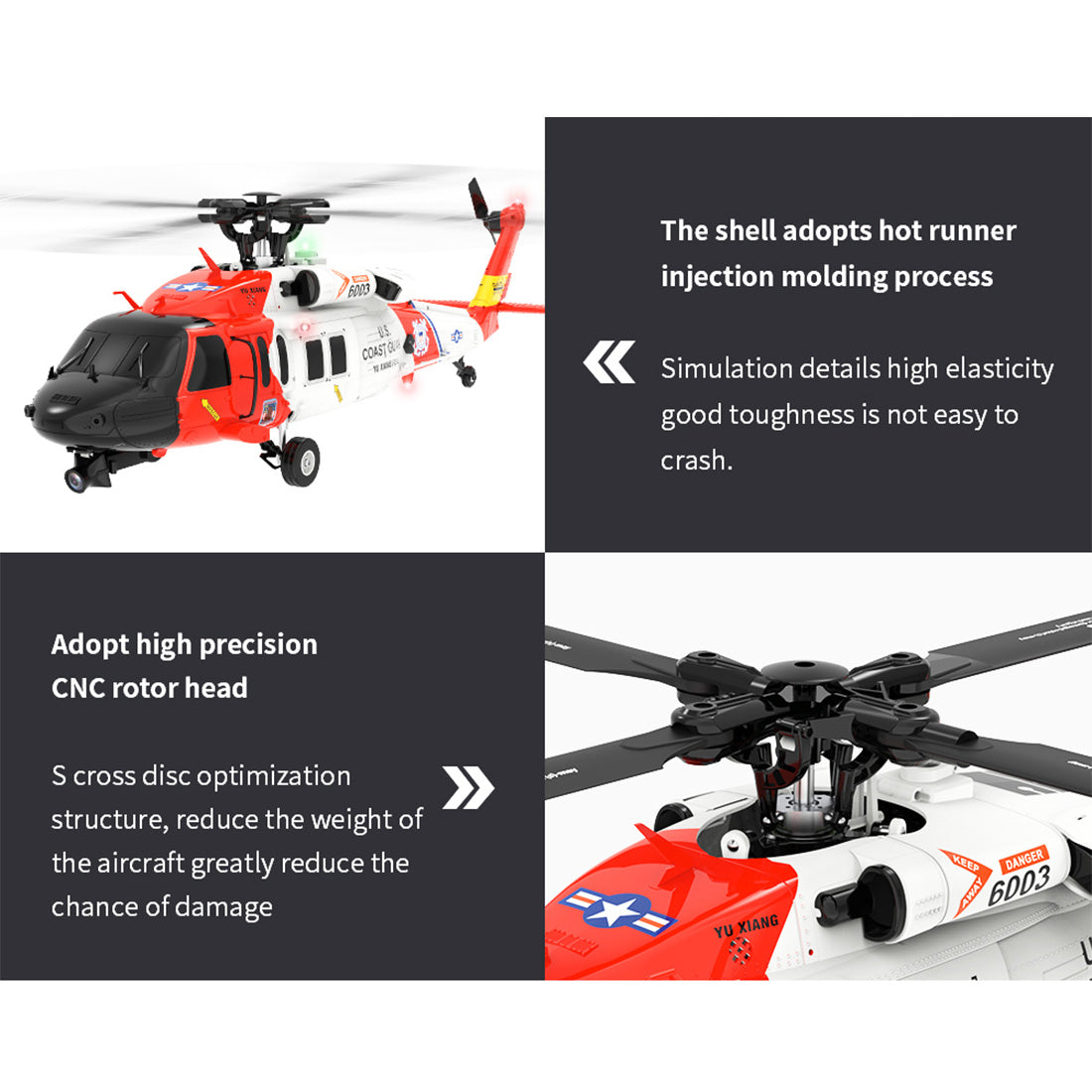 YXZNRC F09-S 1/47 Scale UH60 Black Hawk RC Helicopter RTF with Brushless Motor-helloworld7