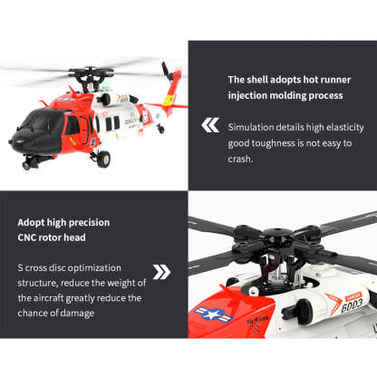 YXZNRC F09-S 1/47 Scale UH60 Black Hawk RC Helicopter RTF with Brushless Motor-helloworld7