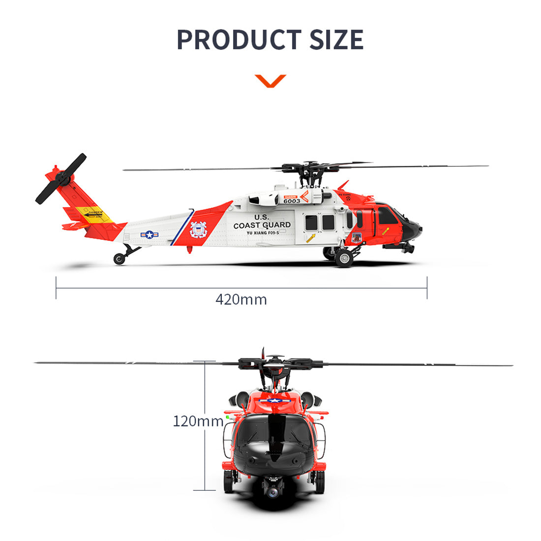 YXZNRC F09-S 1/47 Scale UH60 Black Hawk RC Helicopter RTF with Brushless Motor-helloworld7