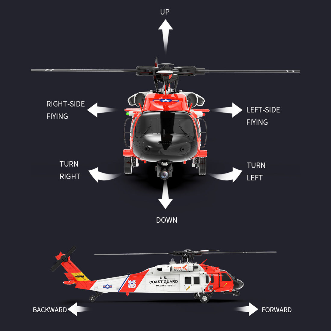 YXZNRC F09-S 1/47 Scale UH60 Black Hawk RC Helicopter RTF with Brushless Motor-helloworld7