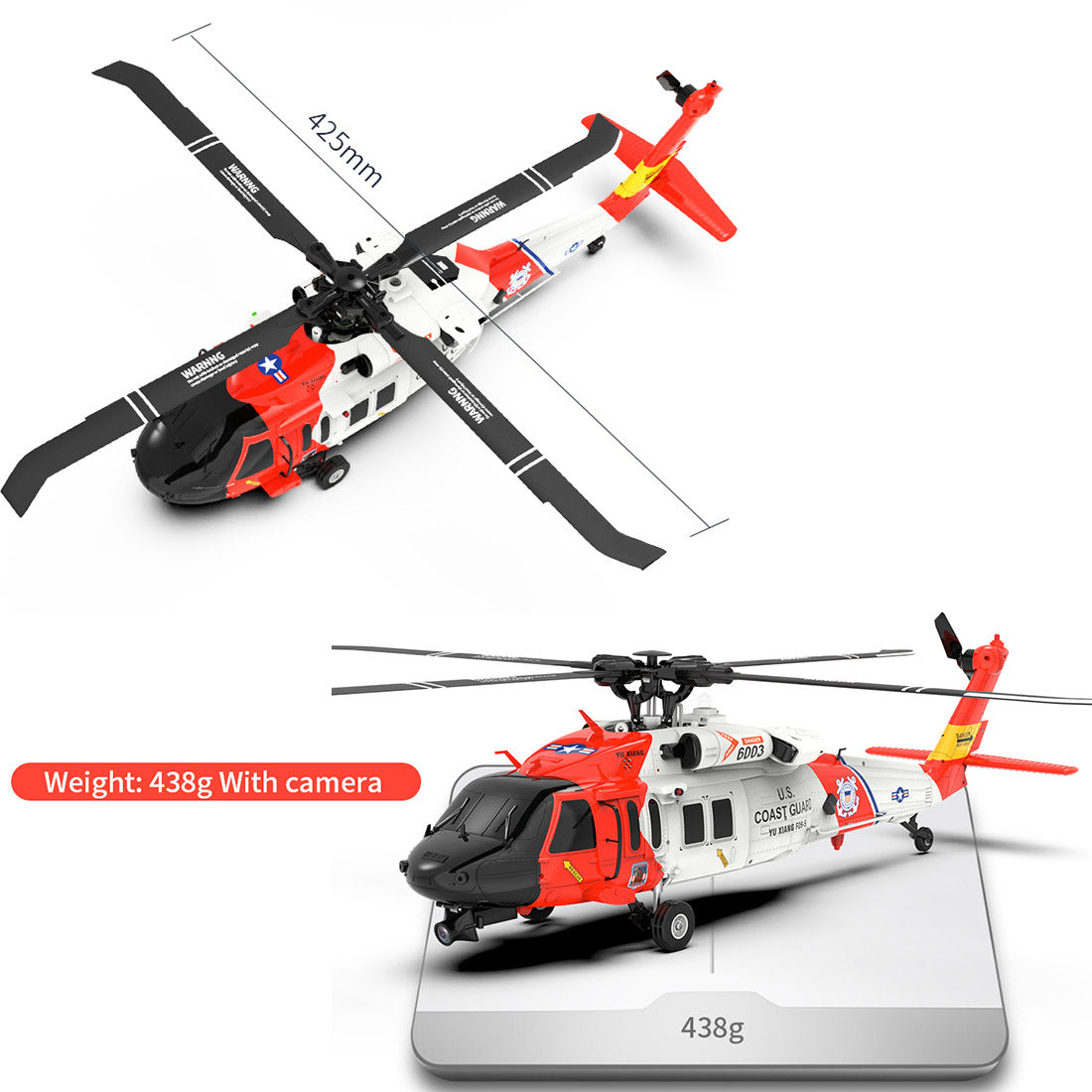 YXZNRC F09-S 1/47 Scale UH60 Black Hawk RC Helicopter RTF with Brushless Motor-helloworld7