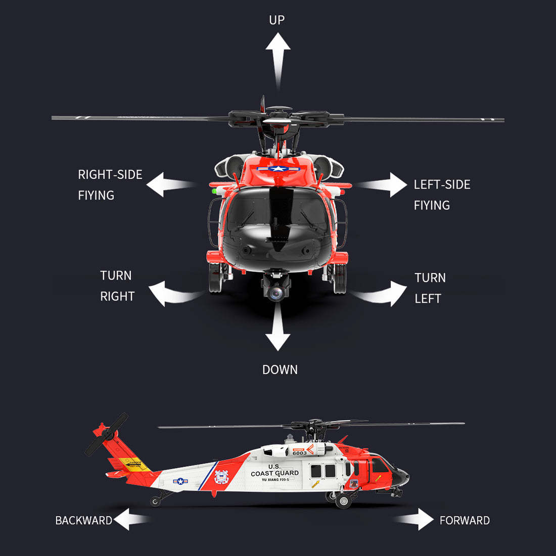 YXZNRC F09-S 1/47 Scale UH60 Black Hawk RC Helicopter RTF with Brushless Motor-helloworld7