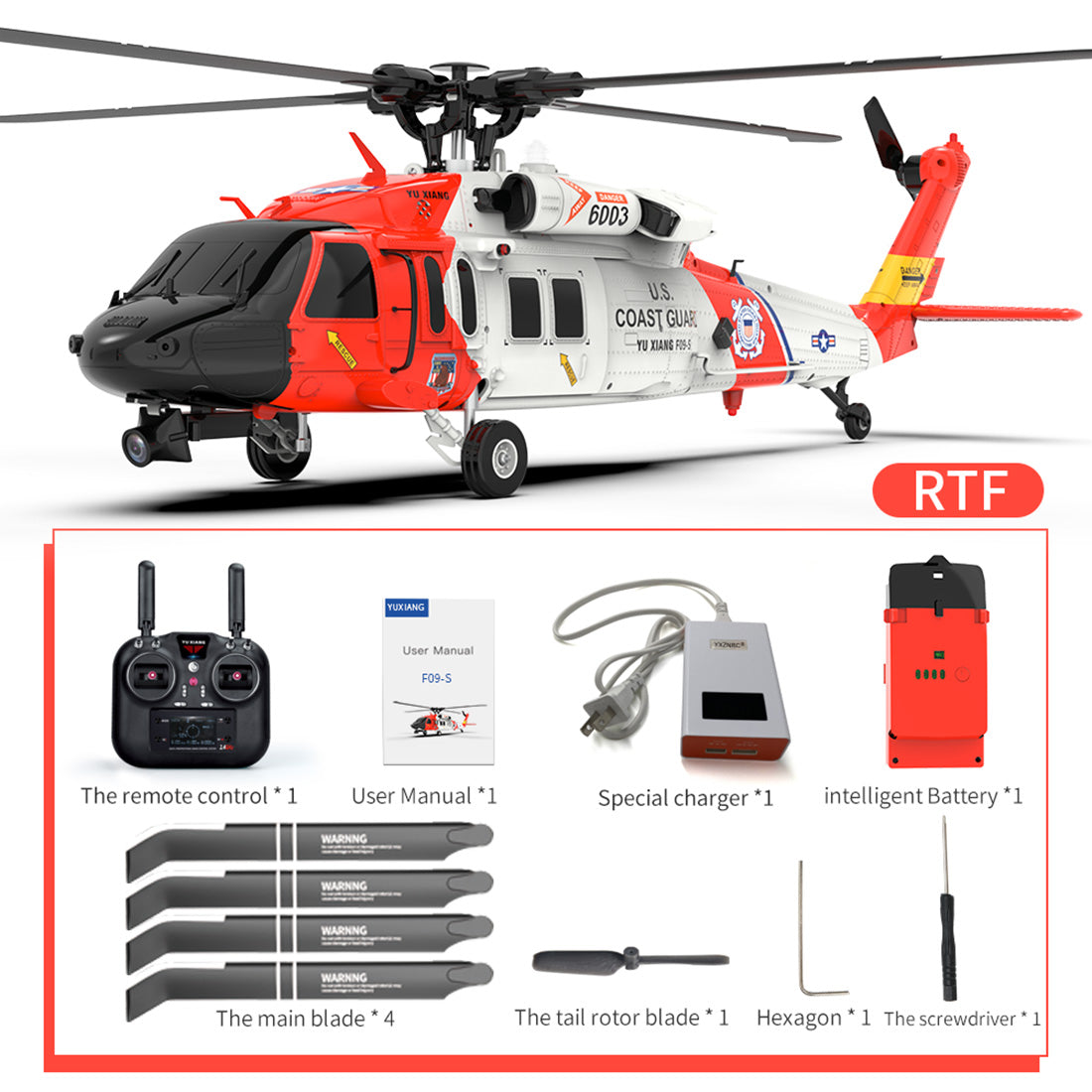YXZNRC F09-S 1/47 Scale UH60 Black Hawk RC Helicopter RTF with Brushless Motor-helloworld7