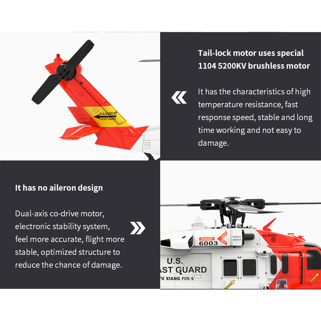 YXZNRC F09-S 1/47 Scale UH60 Black Hawk RC Helicopter RTF with Brushless Motor-helloworld7