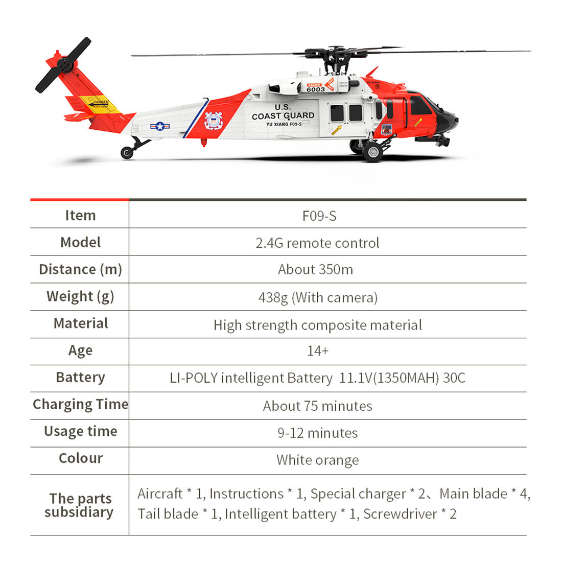 YXZNRC F09-S 1/47 Scale UH60 Black Hawk RC Helicopter RTF with Brushless Motor-helloworld7