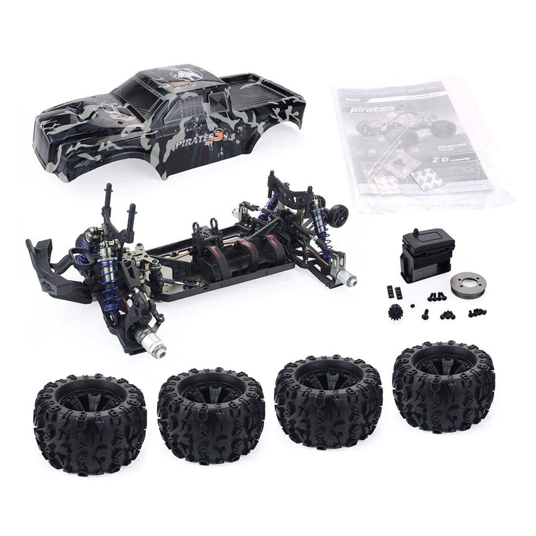 ZD Racing MT8 Pirates3 1/8 Scale 4WD DIY Monster Truck Kit Heavy Duty Metal Chassis for High Speed Bashing