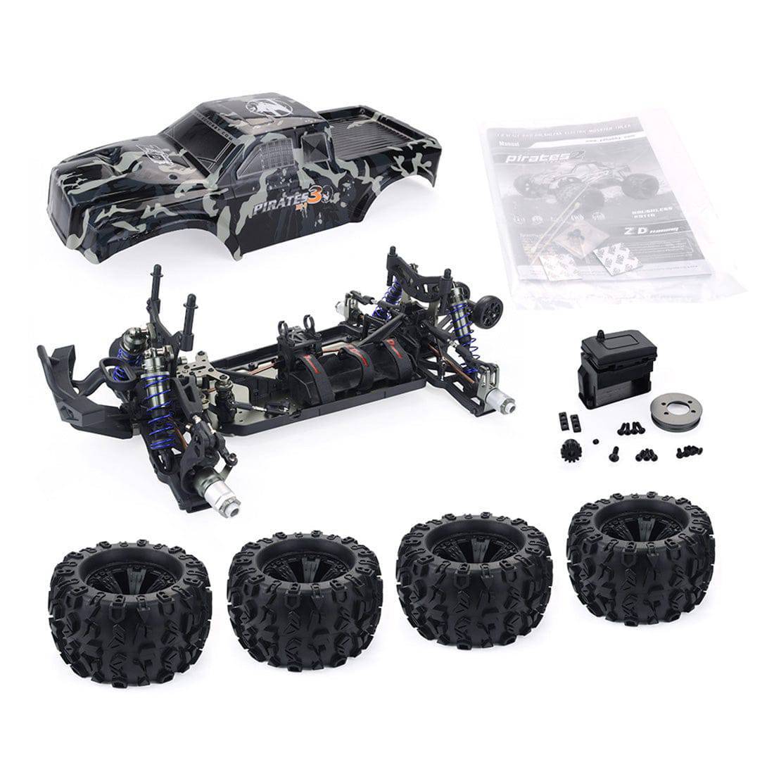 ZD Racing MT8 Pirates3 1/8 Scale 4WD DIY Monster Truck Kit Heavy Duty Metal Chassis for High Speed Bashing