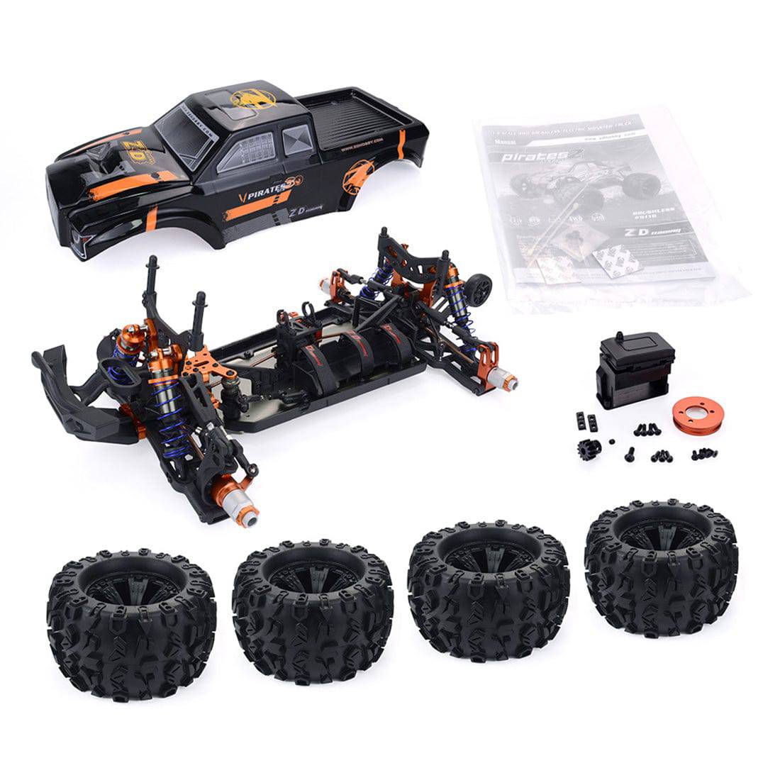 ZD Racing MT8 Pirates3 1/8 Scale 4WD DIY Monster Truck Kit Heavy Duty Metal Chassis for High Speed Bashing