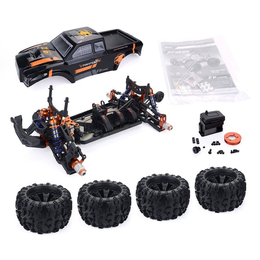 ZD Racing MT8 Pirates3 1/8 Scale 4WD DIY Monster Truck Kit Heavy Duty Metal Chassis for High Speed Bashing