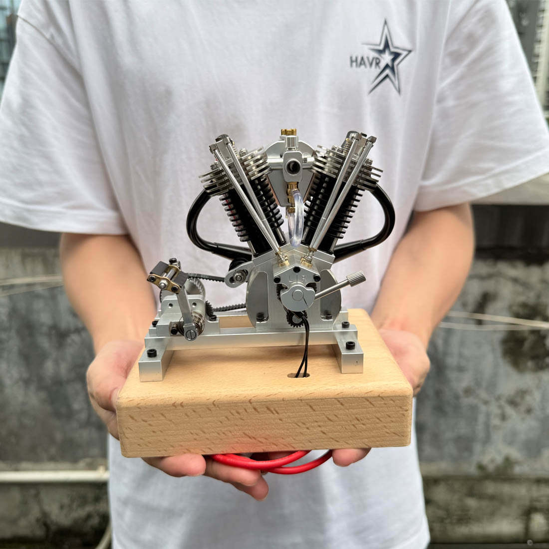 HelloWorld7-MUSA Hoglet Mini V-twin Engine V2 Gasoline 4-Stroke Engine Motorcycle With Kickstarter