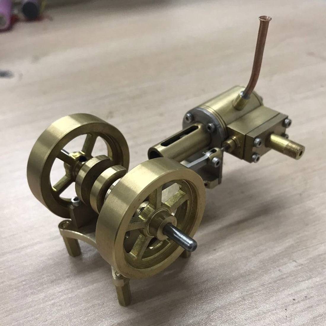 HelloWorld7-Tractor Head Shape Double Flywheel Steam Engine Model Without Boiler