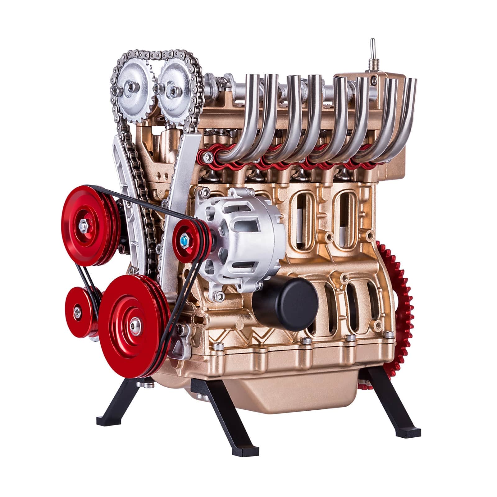 Teching DM13 Luxury Gold Inline 4 Cylinder Engine Model DIY Assembly Kit-helloworld7