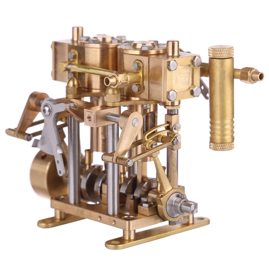 HelloWorld7-Two Cylinder Reciprocating Steam Engine Model Mini Brass Double Cylinder Reciprocating Engine Model-helloworld7
