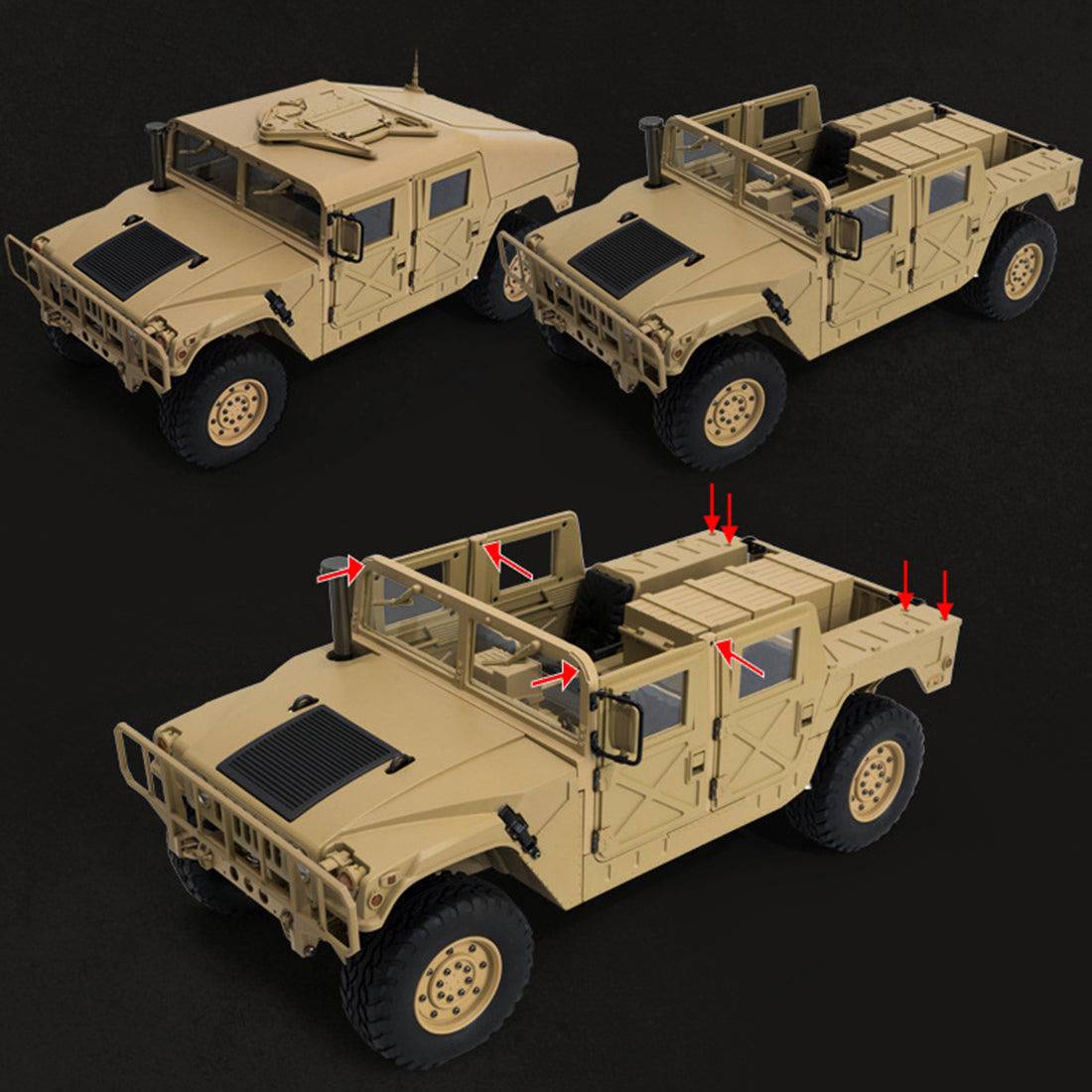 HG P408 1/10 Scale 4WD U.S. Military RC Truck with Lights and Sound 16CH-helloworld7