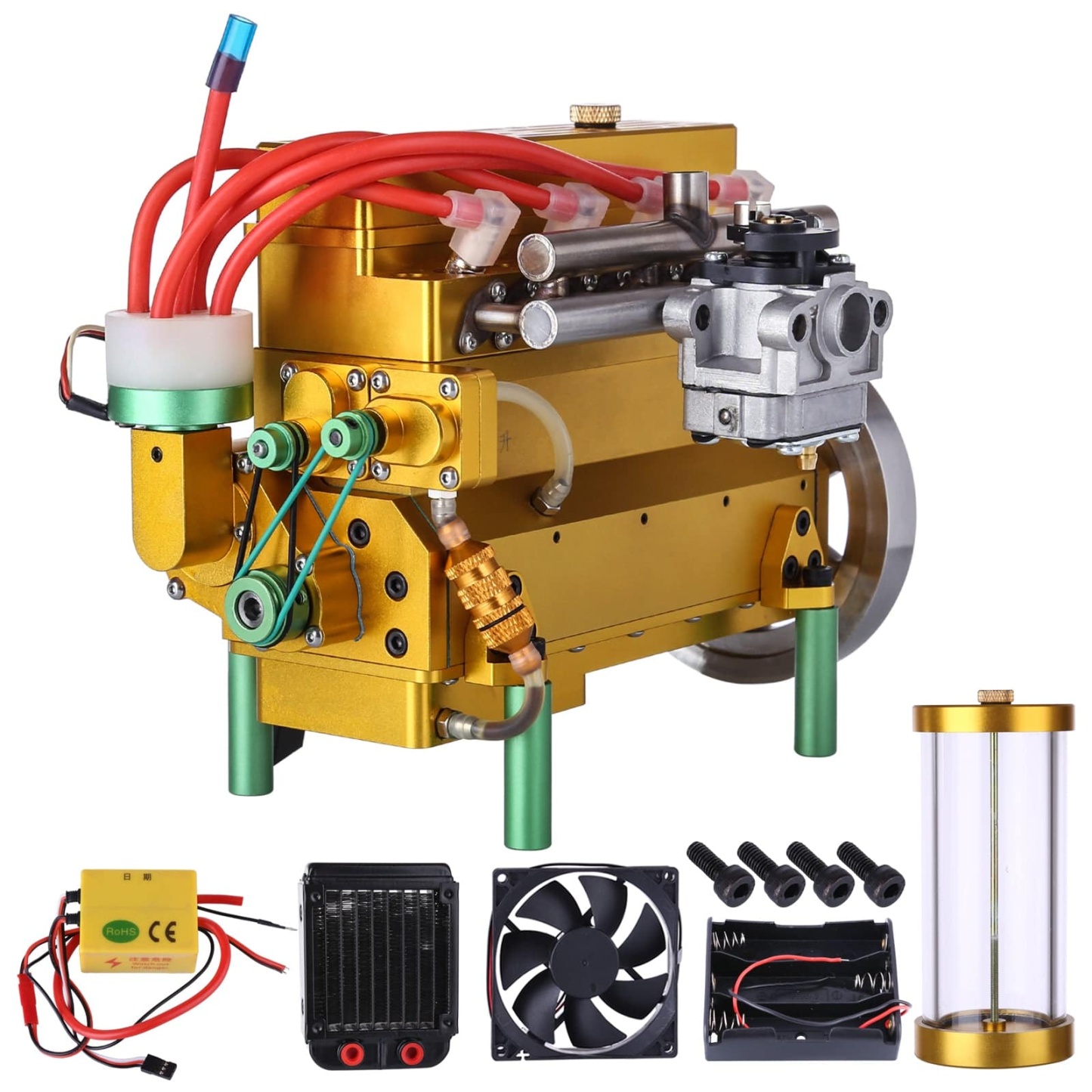 HelloWorld7-32cc Four-cylinder In-line Water-cooled Gasoline Engine for RC Car Ship