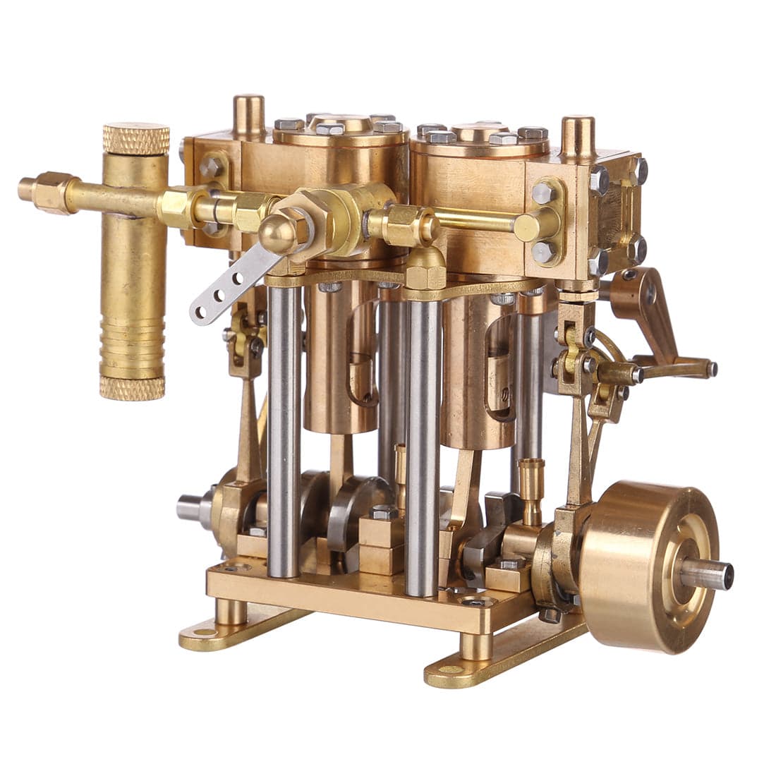 Mini Brass Double Cylinder Reciprocating Steam Engine Model Marine Power Physics Toy-helloworld7