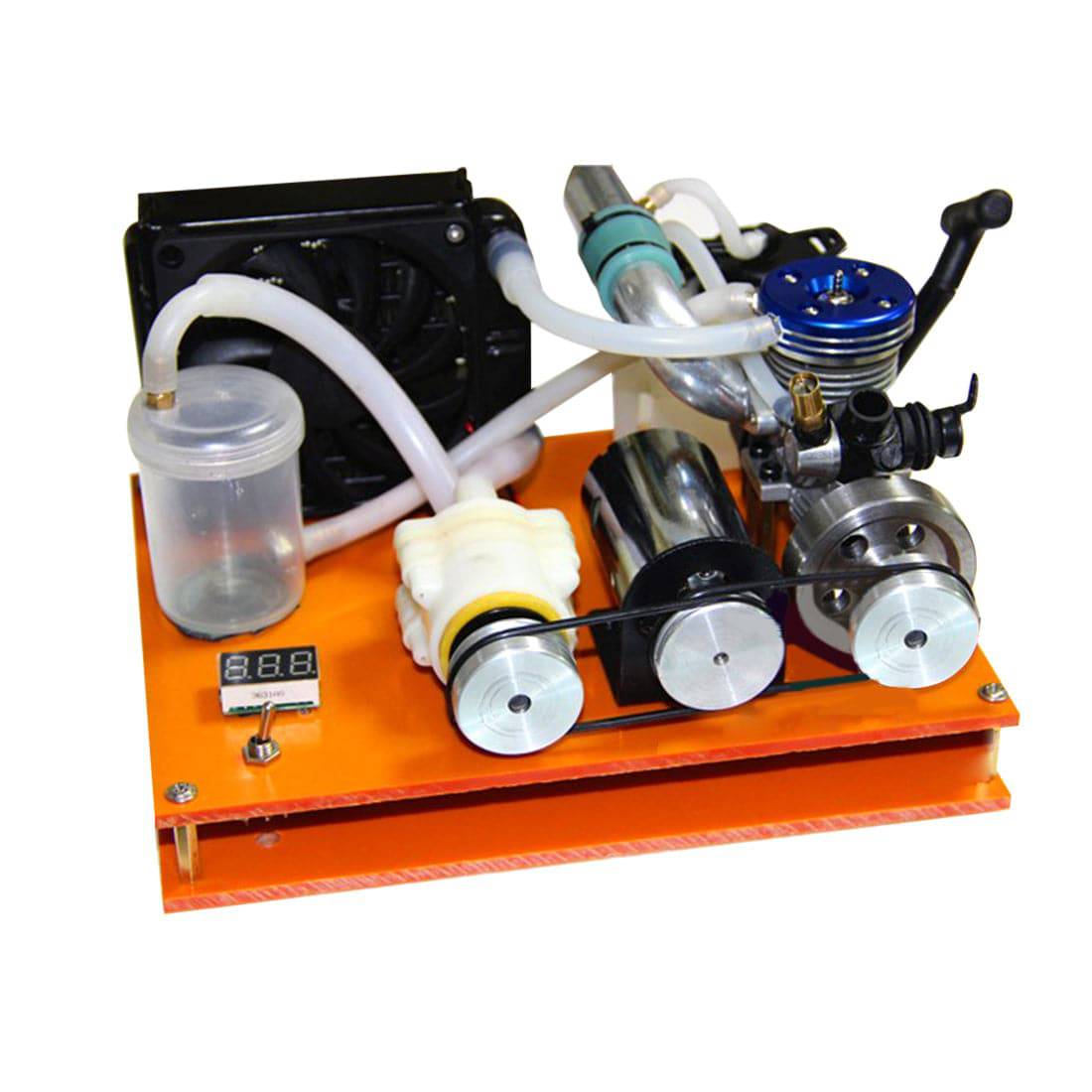 HelloWorld7-VX Level 18 Single Cylinder 2-stroke Methanol Engine with Water Cooling Radiator