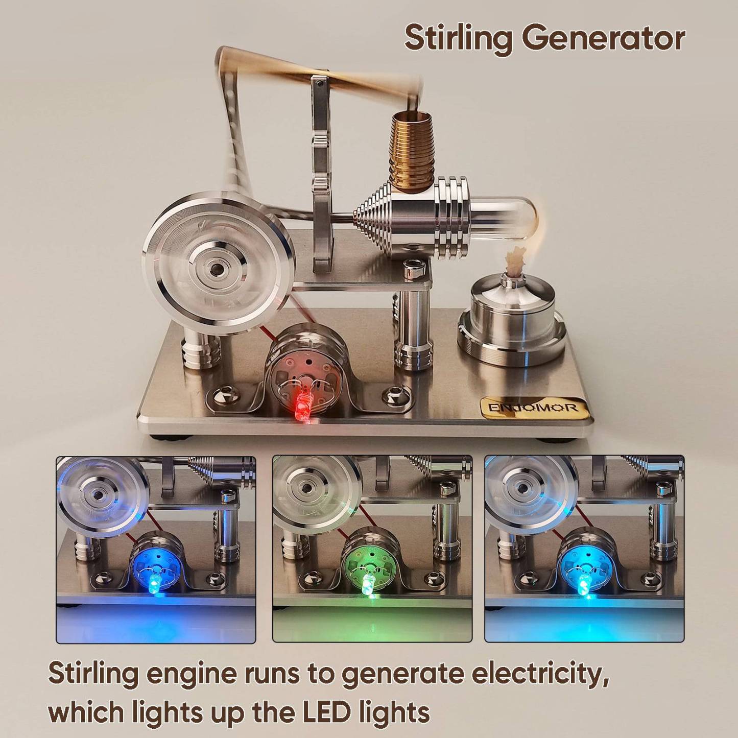 HelloWorld7-ENJOMOR Hot Air Balance Stirling Engine External Combustion Engine Generator