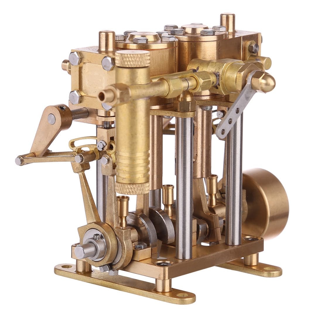 HelloWorld7-Two Cylinder Reciprocating Steam Engine Model Mini Brass Double Cylinder Reciprocating Engine Model-helloworld7