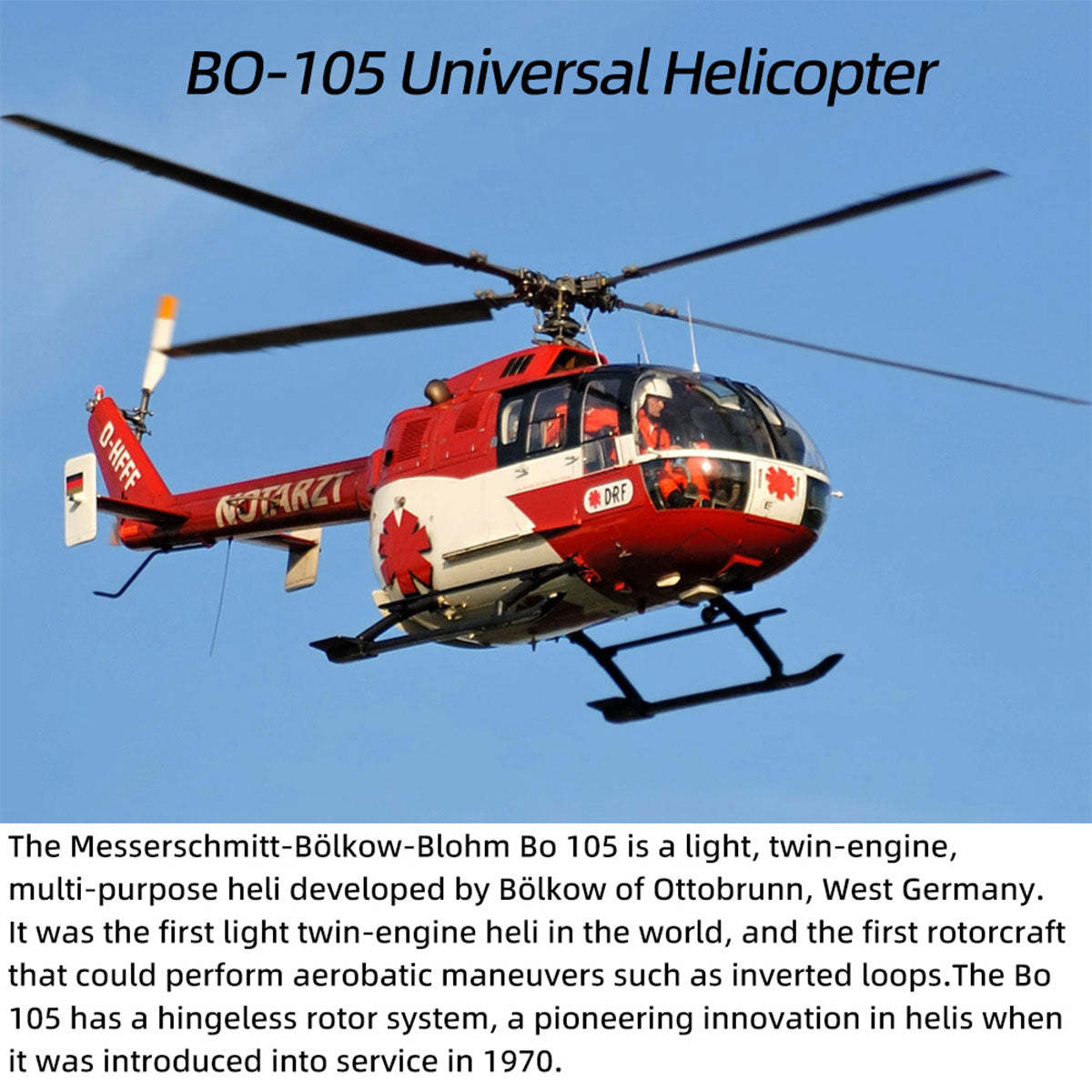 FLYWING BO105 470 Size Scale GPS RC Helicopter RTF H1 Flight Controller Brushless Motor-helloworld7