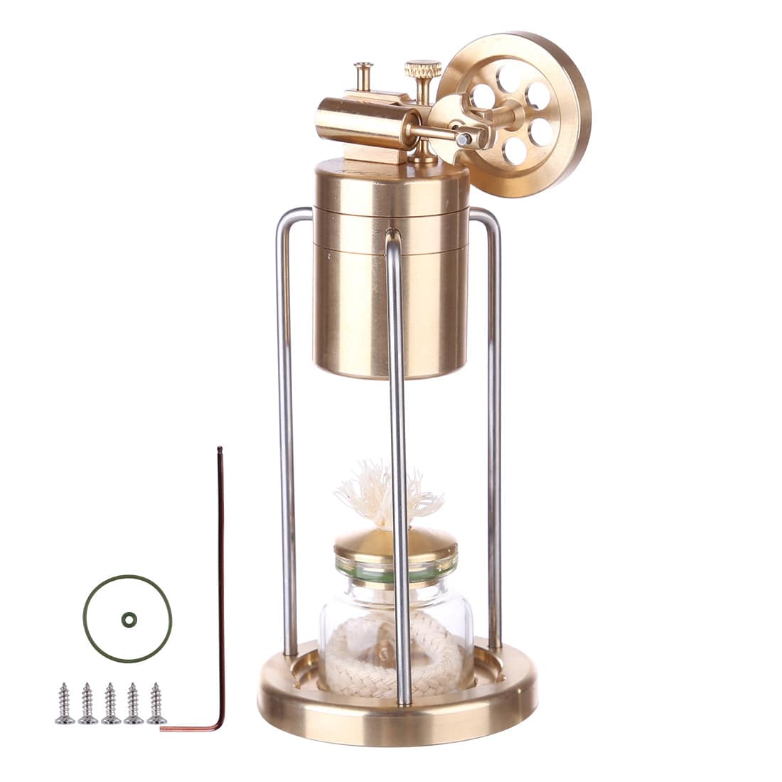 HelloWorld7-Microcosm Mini Live Steam Engine Brass Stirling Engine Model Science Education