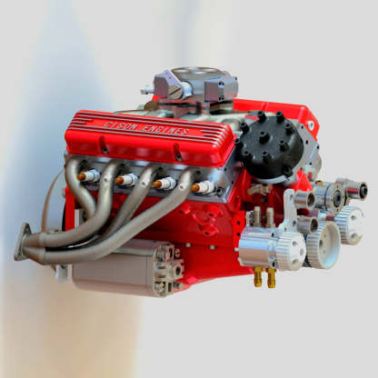 HelloWorld7-CISON Gasoline OHV V8 Small-block Engine Model Kits 4-Stroke 44cc Water-Cooled 1/6