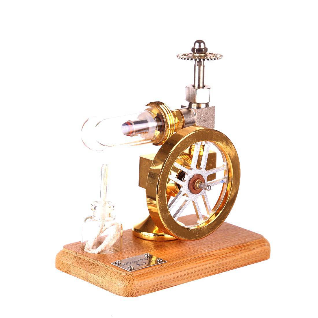 Adjustable Speed Stirling Engine Model Wood Base Physics Experiment Science Toy
