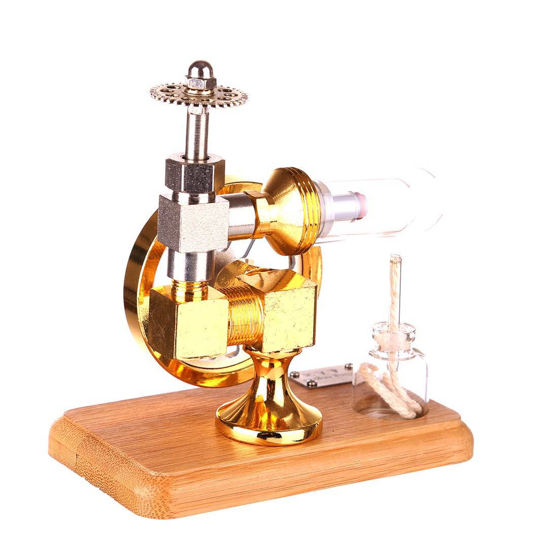 Adjustable Speed Stirling Engine Model Wood Base Physics Experiment Science Toy
