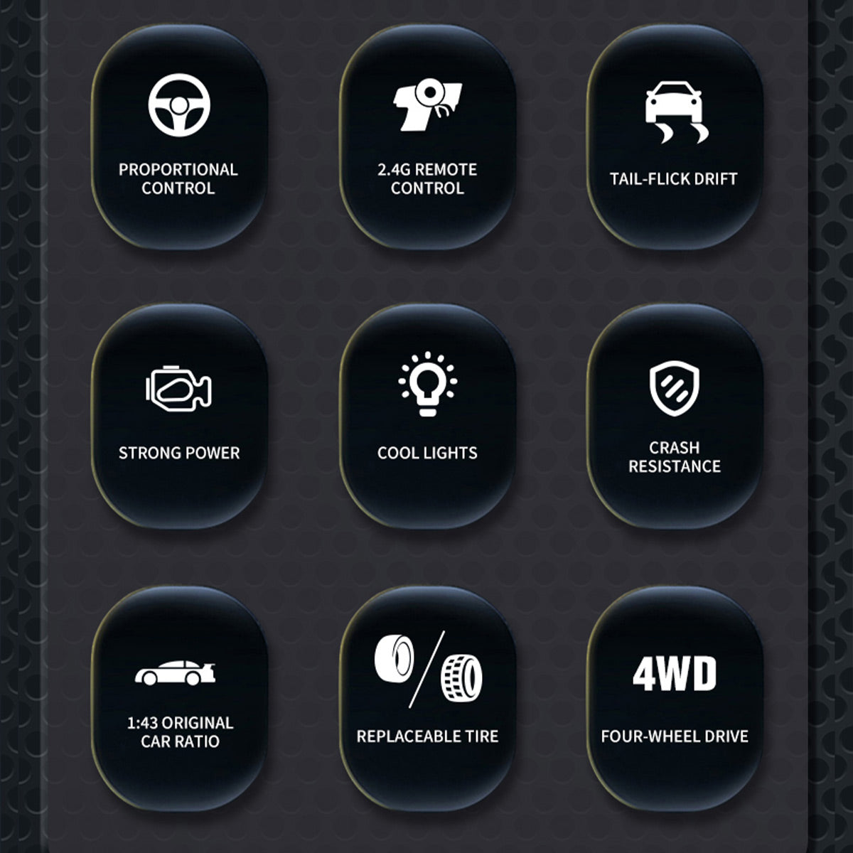 1/43 Scale Mini RC Drift Car 4WD High Speed 2.4G Full Proportional Desk Racing Vehicle for Indoor Fun-helloworld7