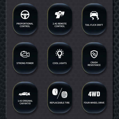 1/43 Scale Mini RC Drift Car 4WD High Speed 2.4G Full Proportional Desk Racing Vehicle for Indoor Fun-helloworld7