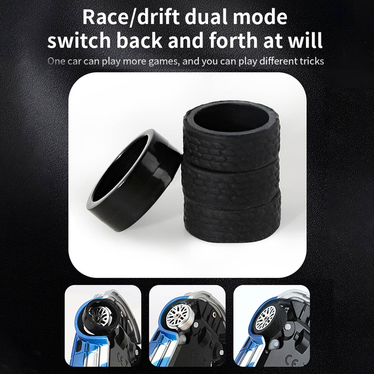 1/43 Scale Mini RC Drift Car 4WD High Speed 2.4G Full Proportional Desk Racing Vehicle for Indoor Fun-helloworld7