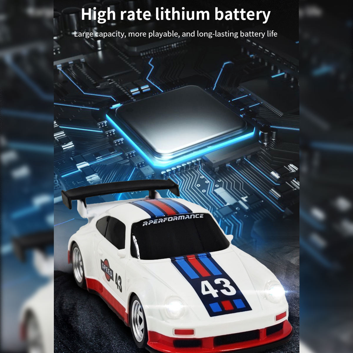 1/43 Scale Mini RC Drift Car 4WD High Speed 2.4G Full Proportional Desk Racing Vehicle for Indoor Fun-helloworld7