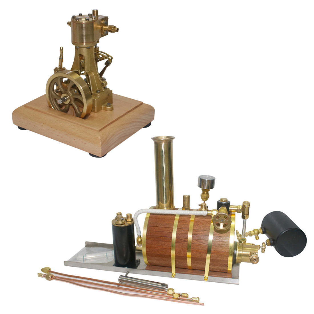 HelloWorld7-1.85CC Single-cylinder Double Acting Vertical Steam Engine with 200ml Boiler Model