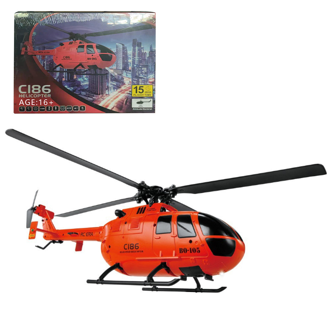 C186 BO105 4CH RC Armed Helicopter with Optical Flow & Altitude Hold RTF