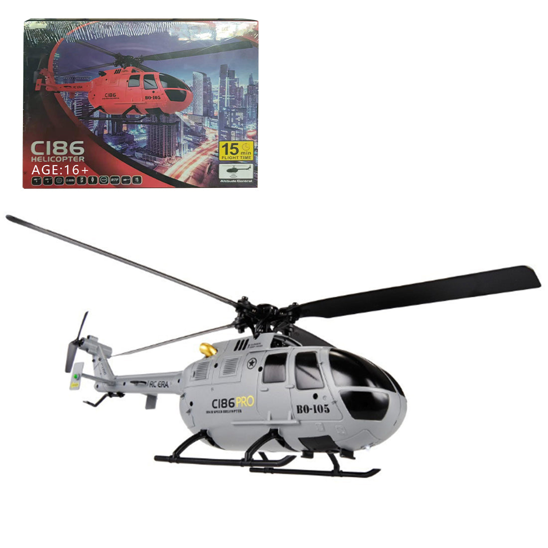 C186 BO105 4CH RC Armed Helicopter with Optical Flow & Altitude Hold RTF