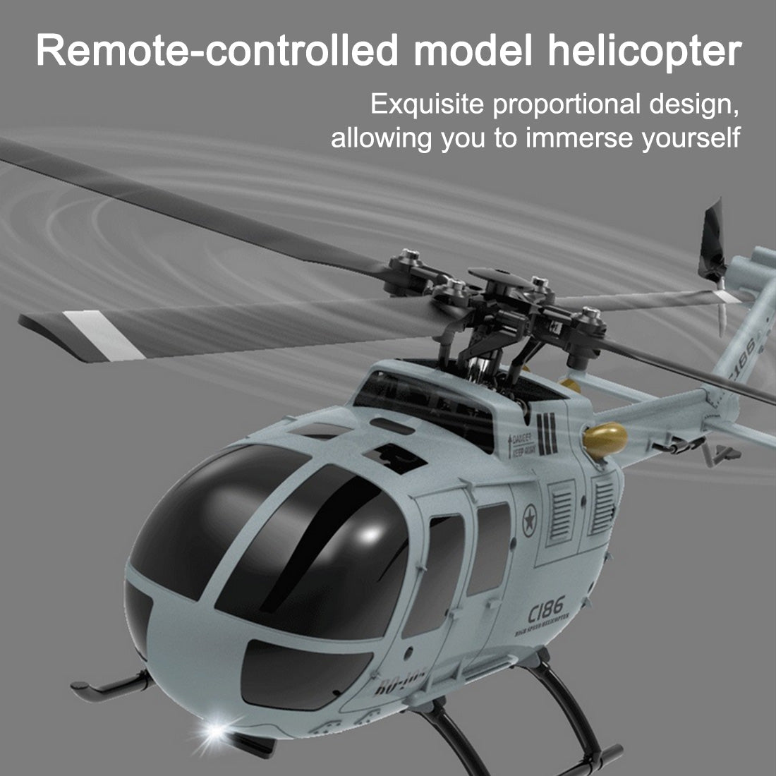 C186 BO105 4CH RC Armed Helicopter with Optical Flow & Altitude Hold RTF