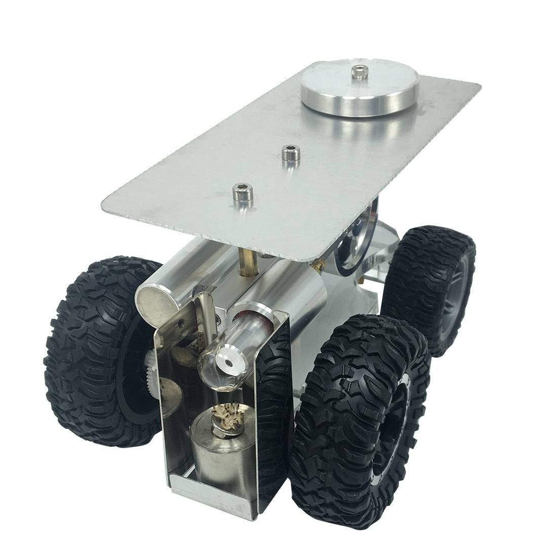 HelloWorld7-4 Wheels Stirling Engine Powered Tractor Model Physical Experiment Toy Education