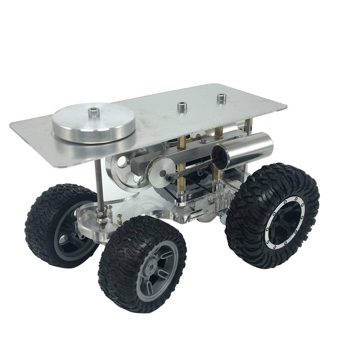 HelloWorld7-4 Wheels Stirling Engine Powered Tractor Model Physical Experiment Toy Education