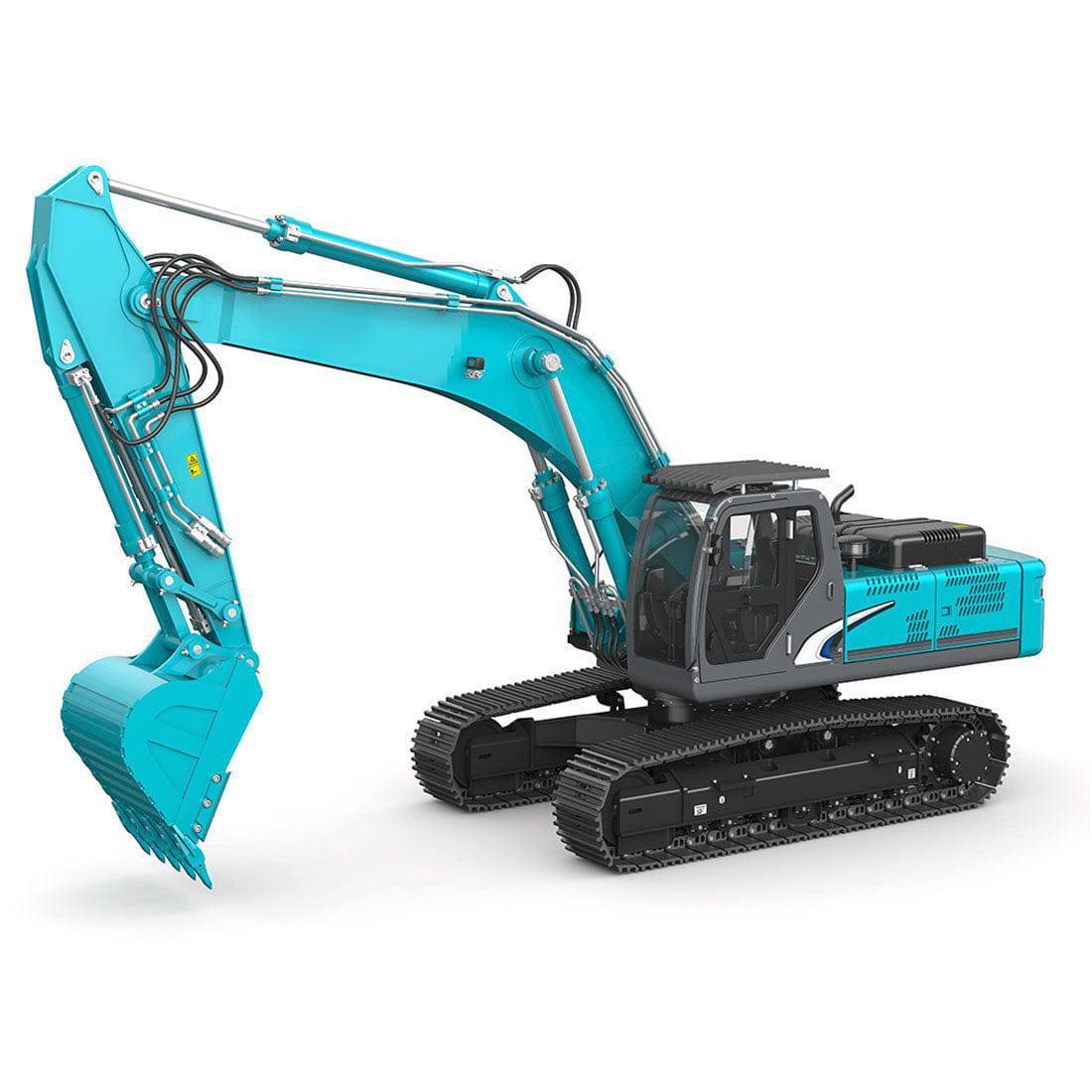 HelloWorld7-1/14 Scale RC Hydraulic Excavator Heavy Duty All Metal 10CH Construction Model with Brushless Planetary Drive Blue-helloworld7