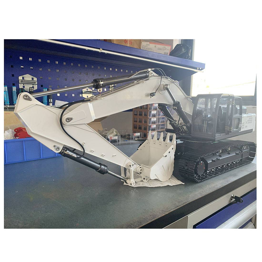 HelloWorld7-1/14 Scale RC Hydraulic Excavator Heavy Duty All Metal 10CH Construction Model with Brushless Planetary Drive Blue-helloworld7