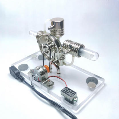 Alpha Type Horizontal Opposed Stirling Engine Model with Generator Science Gift