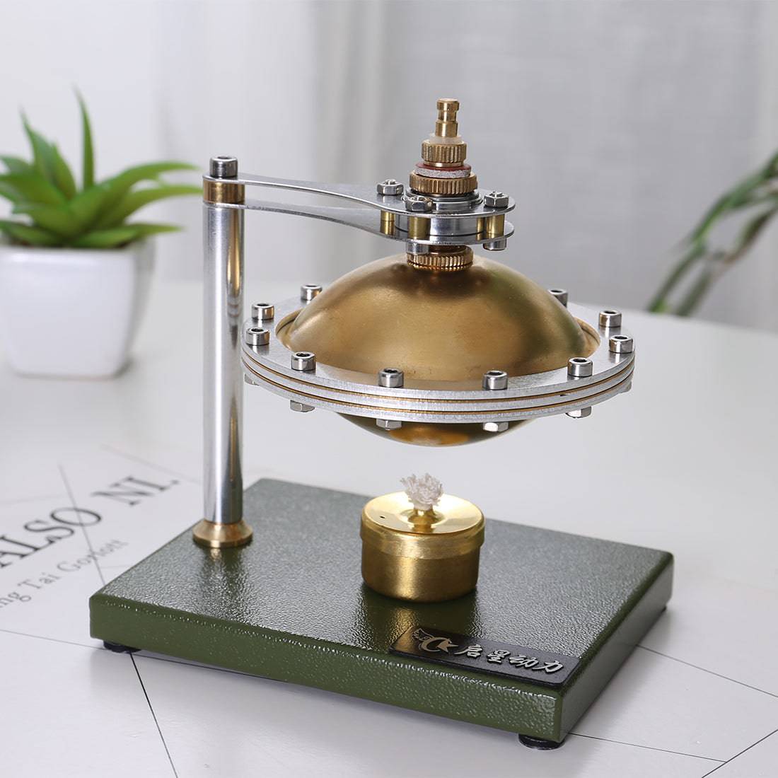 HelloWorld7-Assembly UFO Spin Suspension Hero's Steam Engine with Copper Boiler