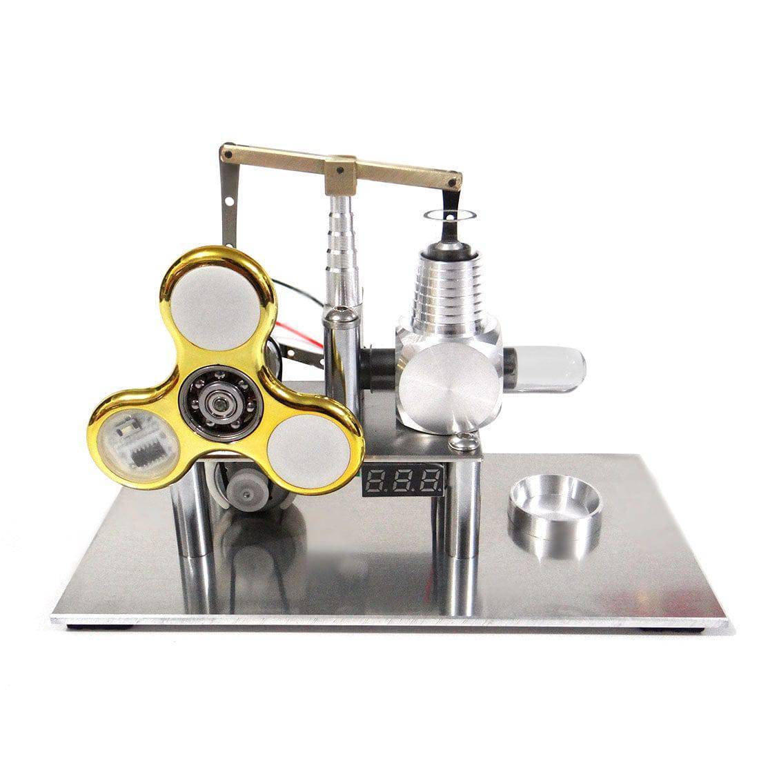 Balance Type Stirling Engine Generator Model with Luminous Gyroscope and Voltmeter